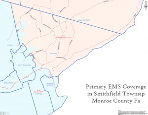 a map showing the coverage areas for Emergency Medical Services in Smithfield Township