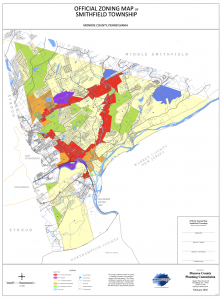This is the Smithfield Township Zoning Map. It illustrates the districts the township is divided into.